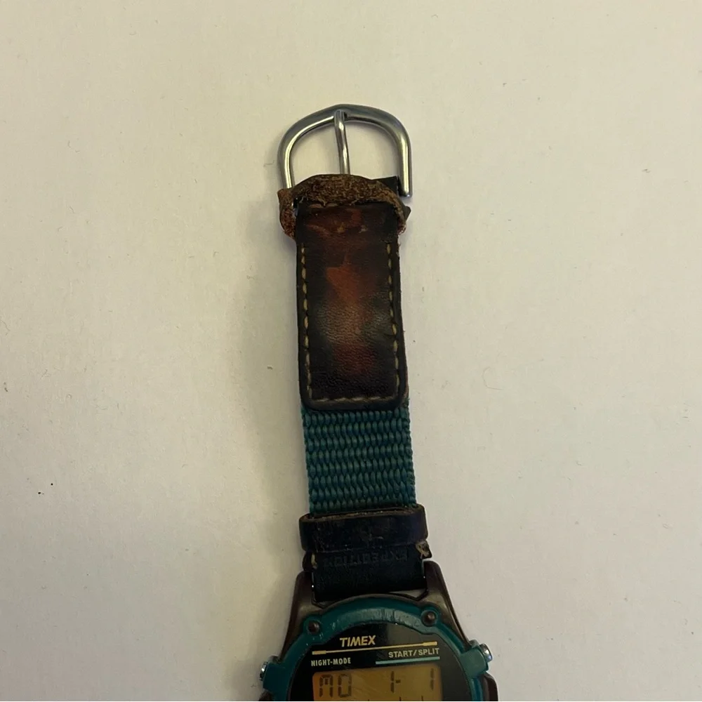 VINTAGE TIMEX‎ EXPEDITION INDIGLO ACTION ALARM CHRONOGRAPH GREEN/BROWN WATCH